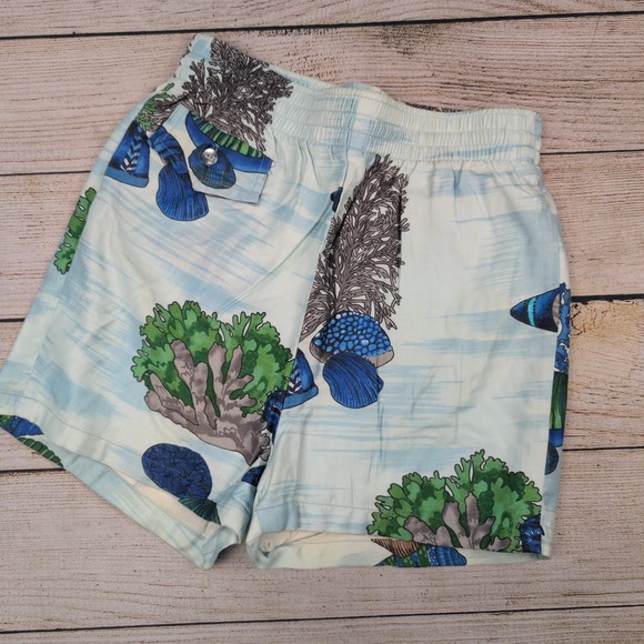 Pomare Hawaii Other - Vintage 60s 70s Pomare Hawaii Sea Life Coral Seashell Cotton swim Shorts Blue S
